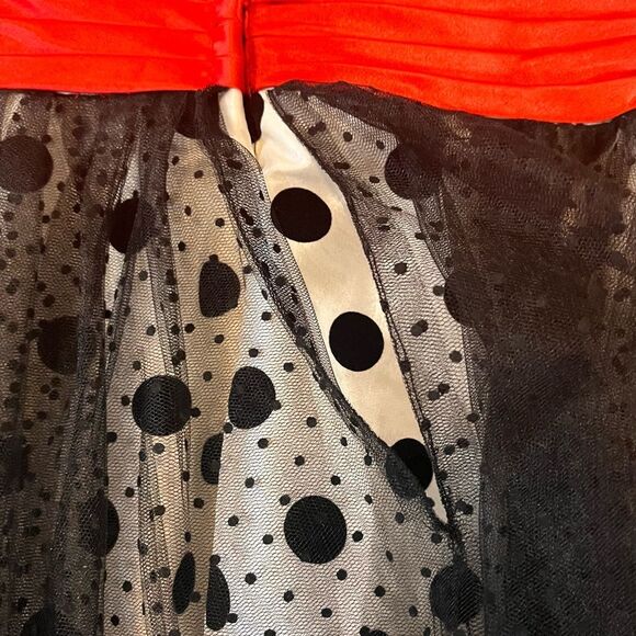 Tony Bowls Black/White Polka Dot With Red Flowers Strapless Mini Dress Size 10 - Picture 9 of 12